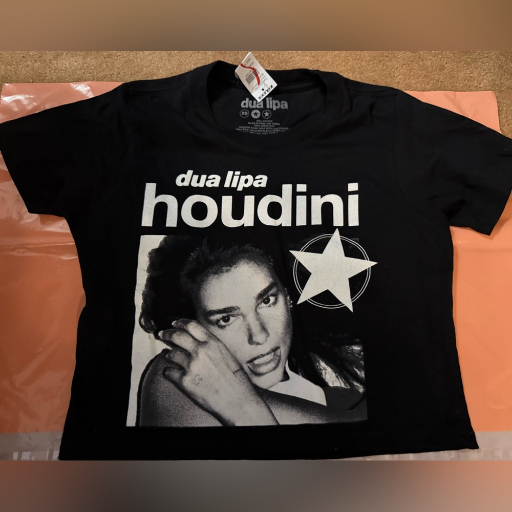 Dua Lipa Houdini Cropped Black Graphic Tee